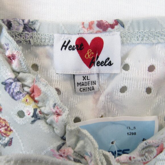 Heart & Heels Romper Juniors Size XL Floral Embroidered Eyelet Short Elastic Sle - Picture 2 of 7